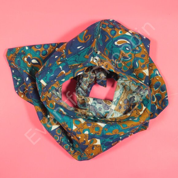 Vintage Mini Skirt Girls Size 8 Blue Teal Floral Cotton Unlined 70s New - Picture 4 of 6